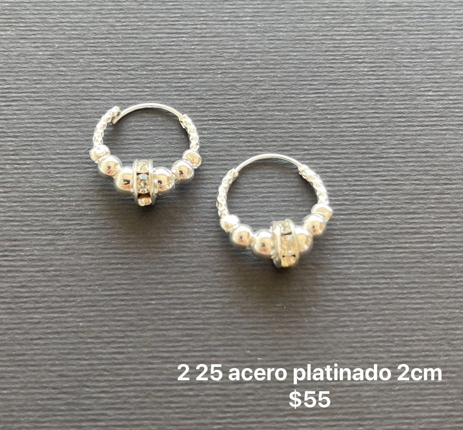 Arracadas acero platinado