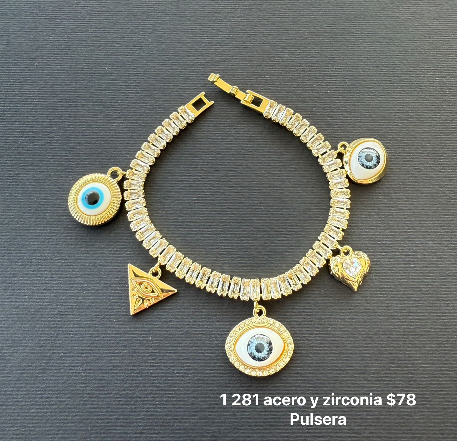 Pulsera acero y zirconia